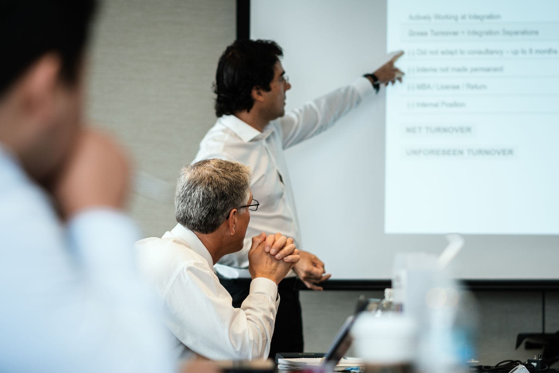 Presenter at a whiteboard in a meeting